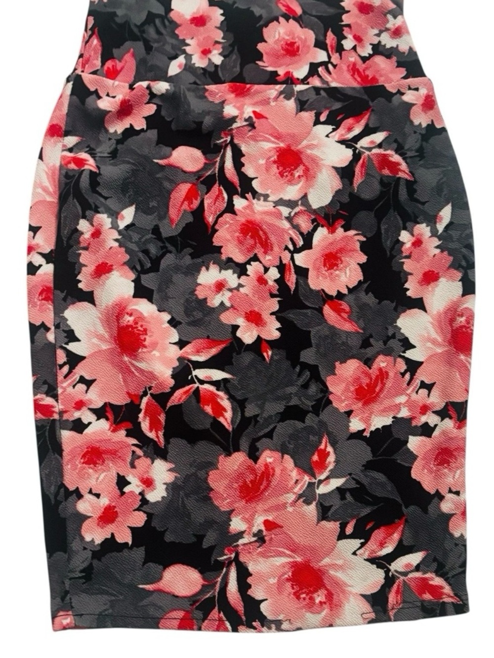Silhouette Women Pencil Skirt Size M  Knee Length Pull On Floral Stretch Roses